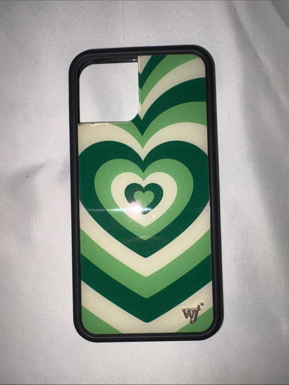 iPhone 13 Wildflower Green Layered Heart Phone Case with Black Frame